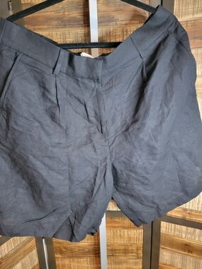 H&M Black Linen Blend Shorts